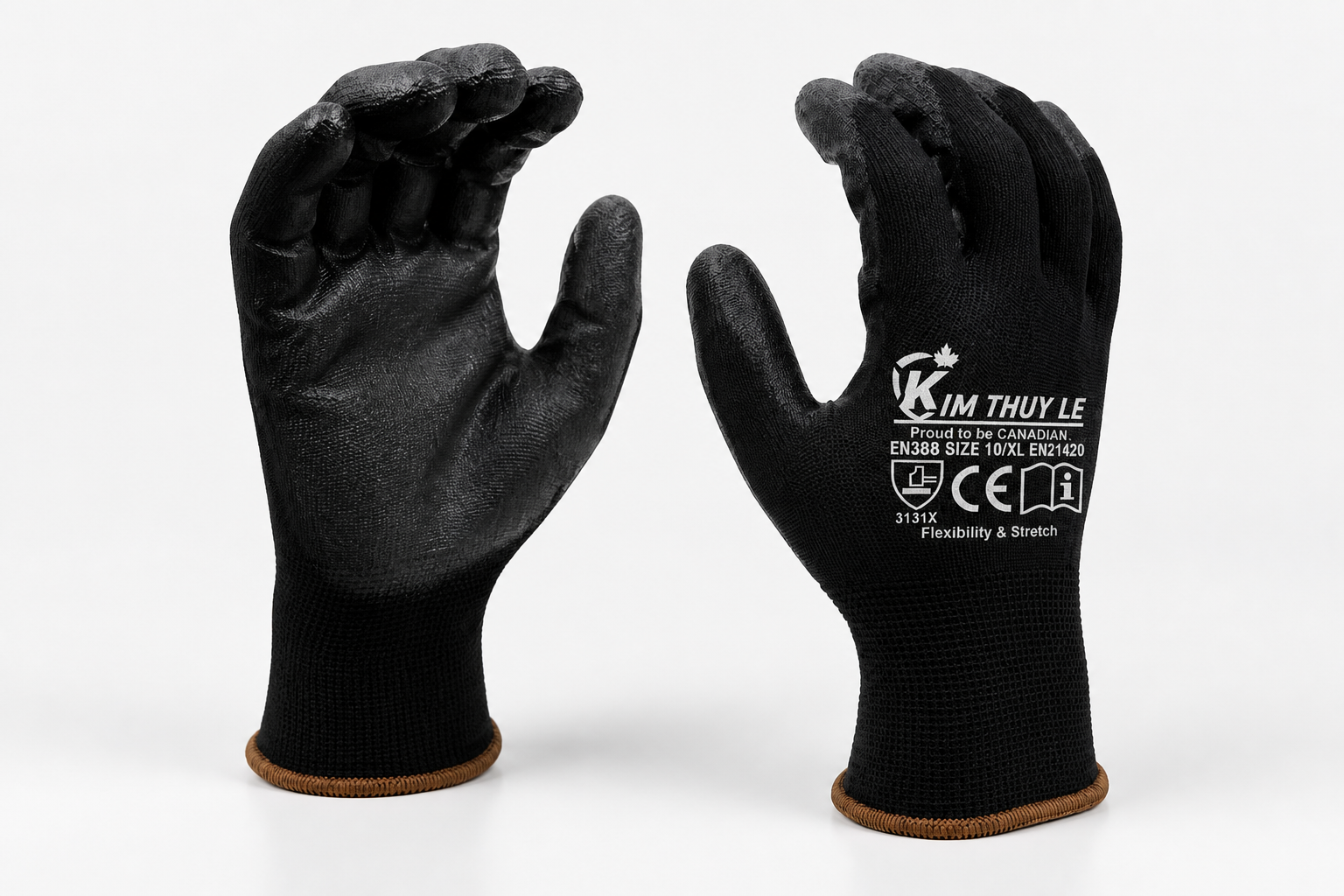 Black Kim Thuy Le protective work gloves